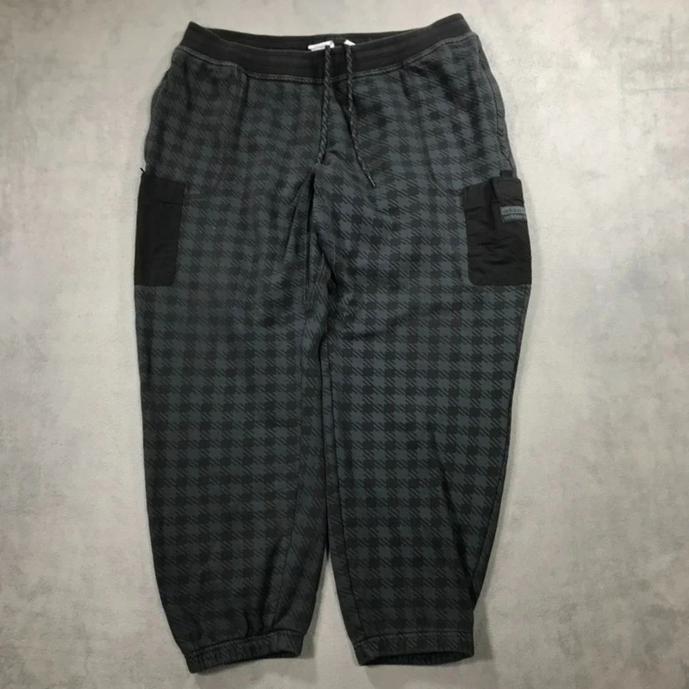 Adidas Sweatpants Joggers Mens 2XL XXL Blue Black Plaid R.Y.V. Reveal Your Voice